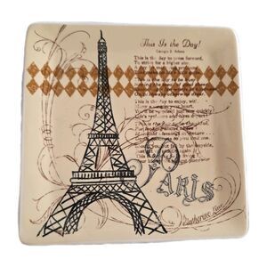 Eiffel Tower Paris Square Decorative Trinket Display Plate 6 x 6